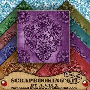 Fancy Ornate Darks 8 Scrapbooking Papers Kit