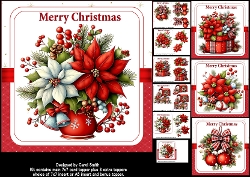 7x7 Whimsical floral Christmas greeting choice of four mini kit