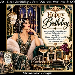Art Deco Birthday 2 Mini Kit **Includes 5X7, 6x6, 7x7 8X8 Card Bases**
