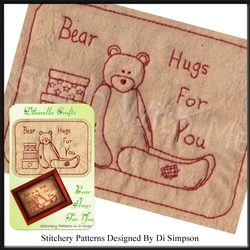 Stitchery or Needlework Pattern - Bear Hugs For You