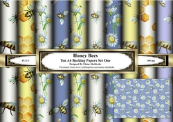 Honey Bees & Daisy Flowers - Ten Sheets Of A4 Backing Paper