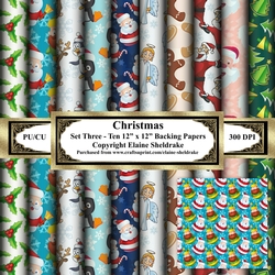 Christmas - Set Three - Ten 12 x 12 Backing Papers