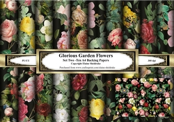 Glorious Garden Rose Flowers Set Two - Ten A4 Backing Papers