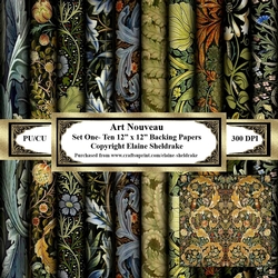 Art Nouveau - Set One - Set Of Ten 12 x 12 Backing Papers
