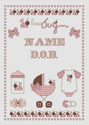 Baby Love Bug New Baby Girl Cross Stitch Sampler