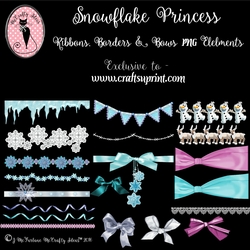 Snowflake Princess Elements Set - Ribbons, Borders & Bows
