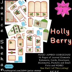 JUNK JOURNALS, SCRAPBOOKING, CHRISTMAS, HOLLY, Ephemera, PART 2