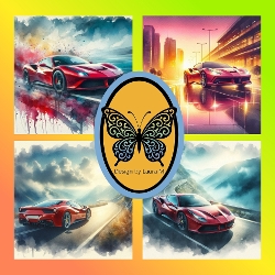 Red Ferrari Racing Kit – Dynamic High-Speed Digital Paintings with Dramatic Lighting
