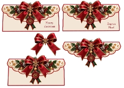 Merry Christmas 3D Labels – Red Bow & Gold Snowflake Set (JPEG)
