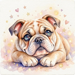 Watercolor Bulldog Puppy – 1024×1024 JPEG