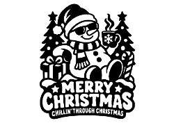 Merry Christmas Cool Snowman Sunglasses Cocoa Papercut Laser Cut Template Cutting File