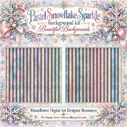 Pastel snowflake sparkle background kit