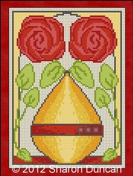 NOUVEAU ROSE VASE - RED - Cross Stitch Chart