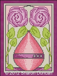 NOUVEAU ROSE VASE - VIOLET - Cross Stitch Chart
