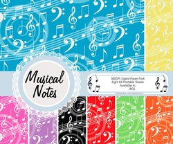 Musical Note Papers, Pack of Eight Sheets