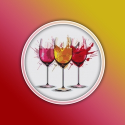 Wine 2 Cross Stitch Pattern | Wine Bottles | Wine Glasses |