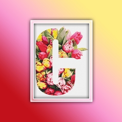 Flower C Alphabet Monogram 1 Cross Stitch Pattern PDF