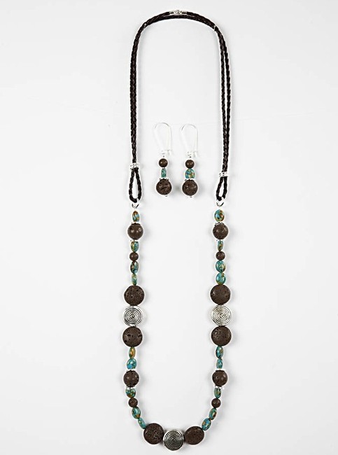 A necklace with stone beads