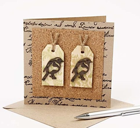 A Recycled Greeting Card with Birds