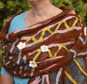 Poncho in Cotton gauze with Merino wool