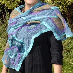 Poncho in Cotton gauze with Merino wool