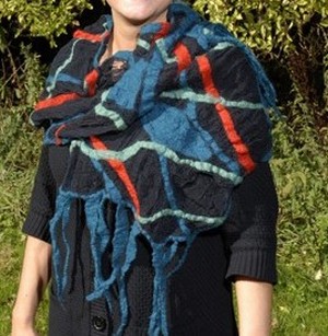 Poncho in Cotton gauze with Merino wool