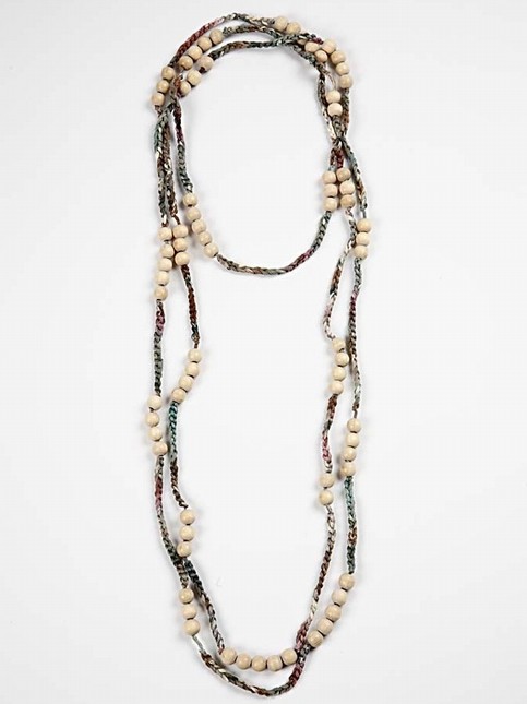 Necklace made from dyed silk yarn