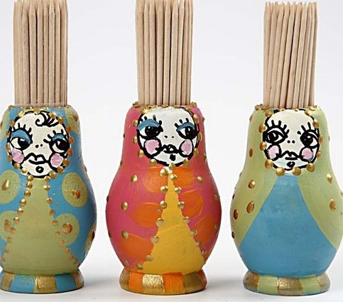 A Babushka shaped holder for toothpicks