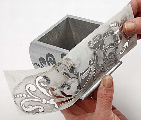 A Box decorated with Flexible Stencils