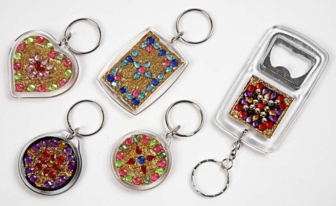 Key Rings and Bottle Openers with Rhinestones