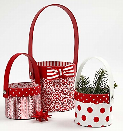 Decorated Papier-M ch  Mini Baskets