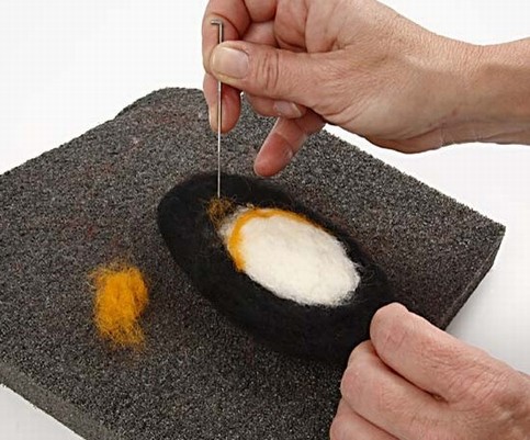 Needle Felting on Polystyrene