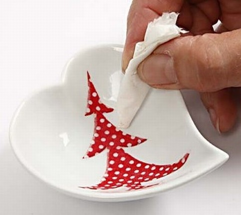 A Heart Shaped Dish with Napkin Decoupage