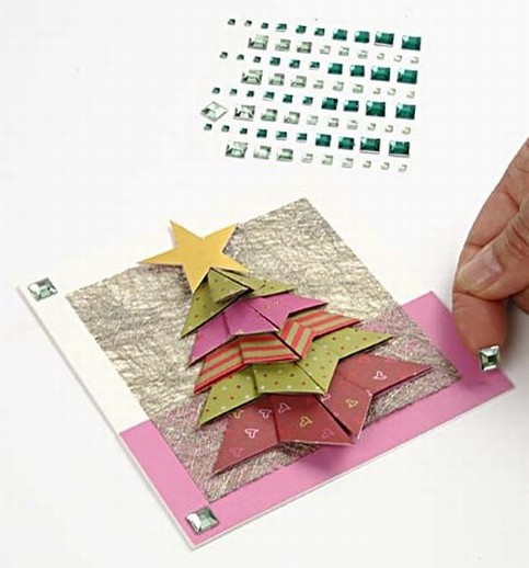 A Card with a Folded Christmas Tree