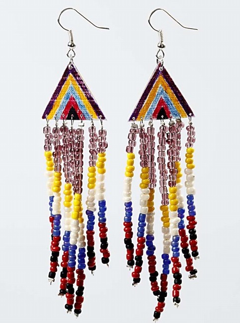 Earrings with Rocaille Seed Beads - 124788