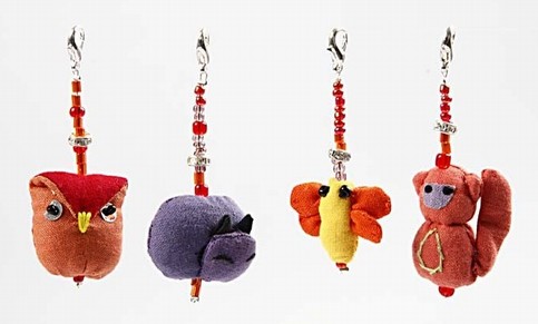 Hand Bag Pendants with Mini Fabric Animals