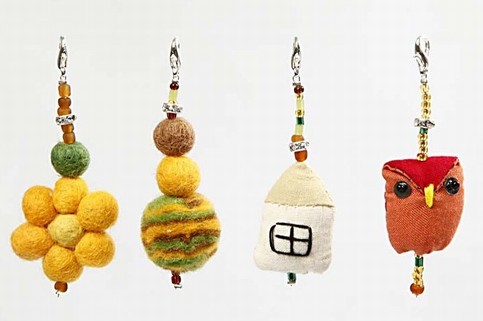 Hand Bag Pendants with Mini Fabric Animals