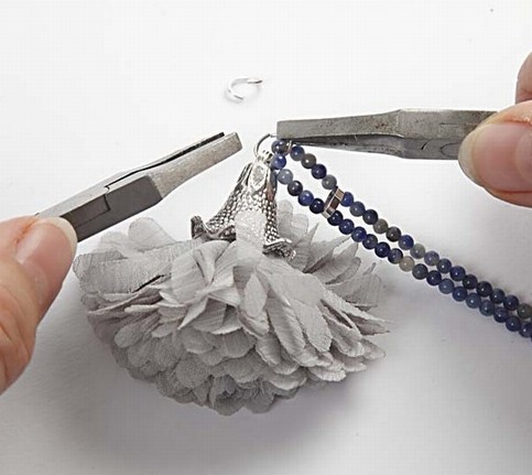 A Necklace with an Organza Flower