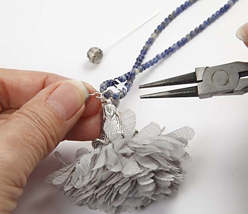 A Necklace with an Organza Flower