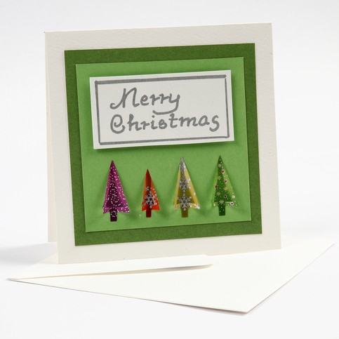 A Greeting Card with 3D Christmas Trees