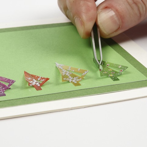 A Greeting Card with 3D Christmas Trees