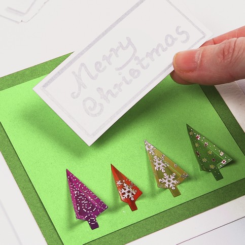 A Greeting Card with 3D Christmas Trees