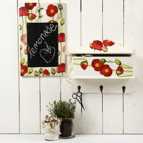 A Blackboard and a Coat Rack with Decoupage