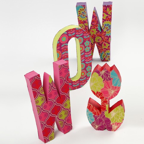 Papier-M ch  letters with Handmade Paper