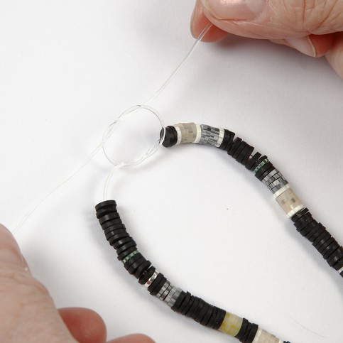 An Elastic Beading Cord Bracelet with Beads