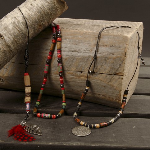 A Necklace with Feathers and Beads