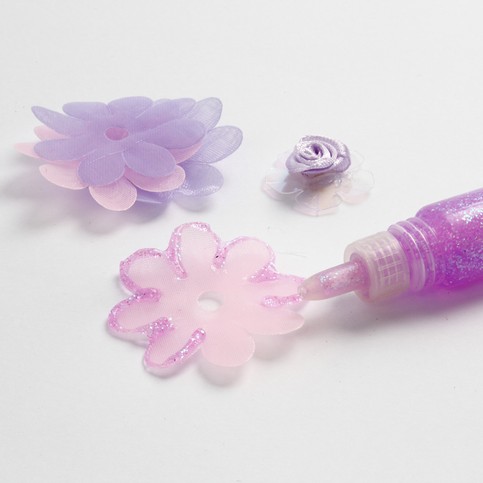 Barrettes decorated with Organza Flowers and Sequin Roses