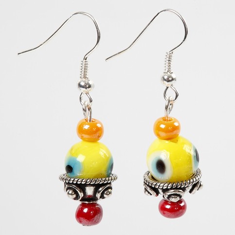 Earrings with Glass Eye Beads