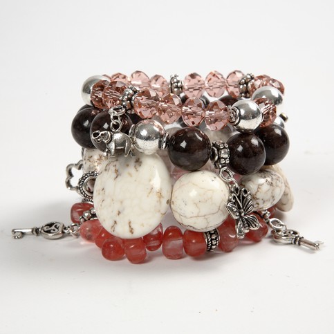 Bracelets with Stone and Crystal Beads