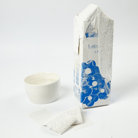 Milk Cartons with Gauze Bandage